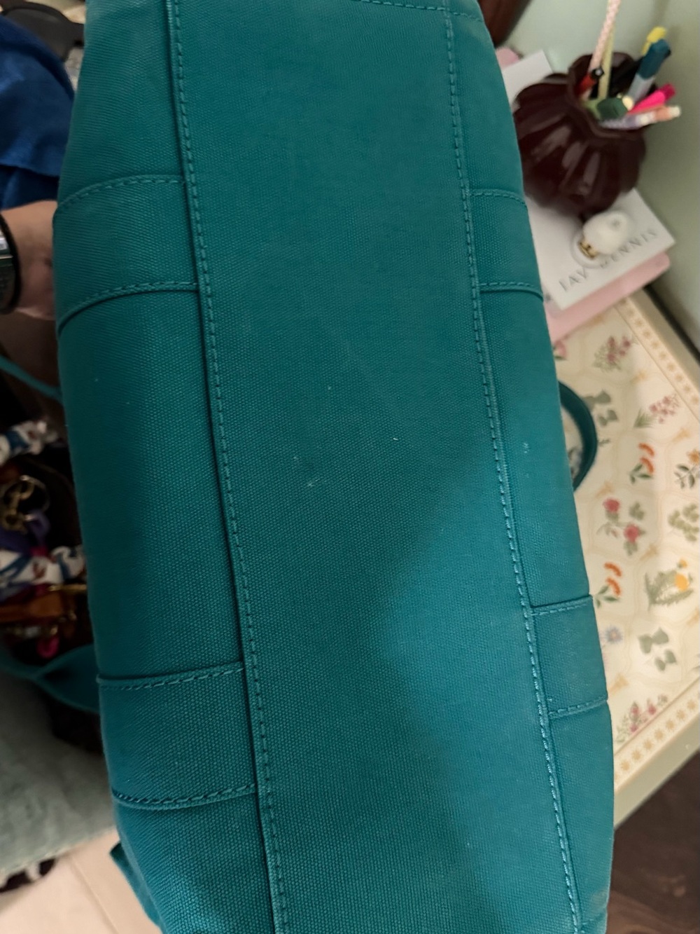 Marc Jacobs Teal Canvas Tote with White Logo - Picture 2 of 5